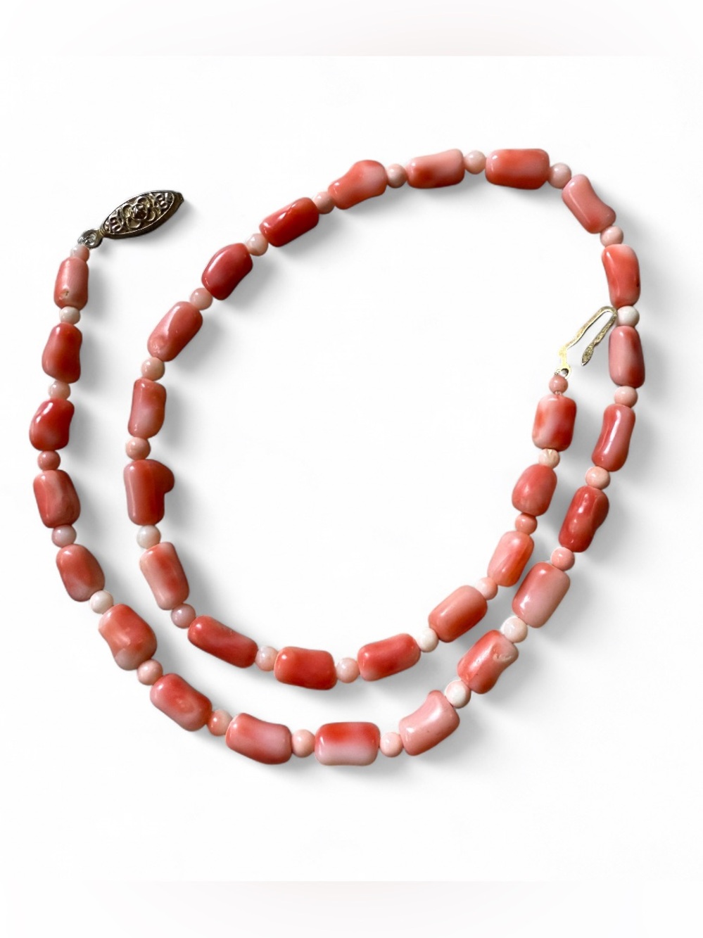 ❣️Natural Angel Skin Coral Vintage 16” Beaded Necklace *Superb Color* China